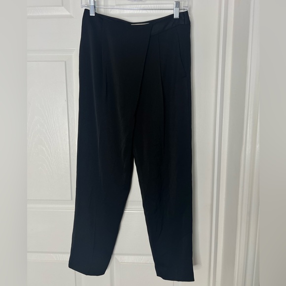 Oβ2nd Exclusively for SCOOP NYC Drape Front Wrap Black Trouser Pants Sz 2 - Picture 5 of 16